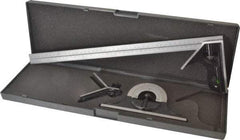 SPI - 4 Piece, 18" Combination Square Set - 1/32 & 1/64" (English/Metric) Graduation, Hardened Steel Blade, Hardened Steel Center, Protractor & Square Head - USA Tool & Supply