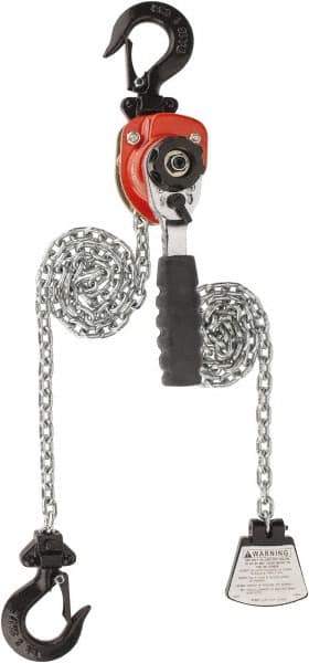 CM - 550 Lb Lifting Capacity, 5' Lift Height, Mini-Ratchet Lever Hoist - Made from Chain, 56 Lb Avg Pull to Lift Rated Load, 1 Chain - USA Tool & Supply