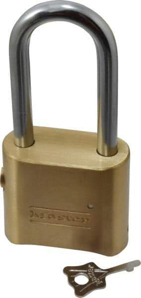 Master Lock - 2" Body Width, 2-1/8" Shackle Clearance, Solid Brass Combination Lock - 5/16" Shackle Diam, 1" Shackle Width, Control Key is Sold Separately - USA Tool & Supply