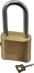 Master Lock - 2" Body Width, 2-1/8" Shackle Clearance, Solid Brass Combination Lock - 5/16" Shackle Diam, 1" Shackle Width, Control Key is Sold Separately - USA Tool & Supply