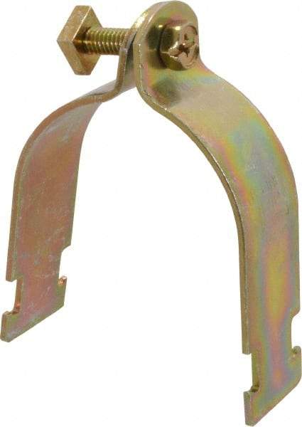 Cooper B-Line - 2-1/2" Pipe, 12 Gauge Framing Channel & Strut Mounted Clamp - Zinc Dichromate, Rigid Conduit - USA Tool & Supply