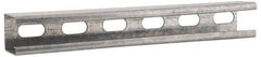 Cooper B-Line - 10' Long x 1-5/8" Wide x 1-5/8" High, 12 Gauge, Strip Steel, Half Slot Framing Channel & Strut - 0.105" Thick, Pre-Galvanized - USA Tool & Supply