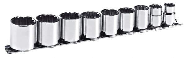 Blackhawk by Proto - 9 Piece 3/8" Drive Socket Set - 12 Points, 3/8" to 7/8" Range, Inch Measurement Standard - USA Tool & Supply