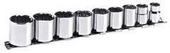 Blackhawk by Proto - 9 Piece 3/8" Drive Socket Set - 12 Points, 3/8" to 7/8" Range, Inch Measurement Standard - USA Tool & Supply