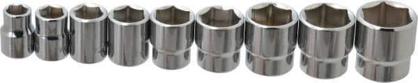 Blackhawk by Proto - 9 Piece 3/8" Drive Socket Set - 6 Points, 3/8" to 7/8" Range, Inch Measurement Standard - USA Tool & Supply