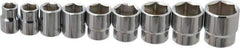 Blackhawk by Proto - 9 Piece 3/8" Drive Socket Set - 6 Points, 3/8" to 7/8" Range, Inch Measurement Standard - USA Tool & Supply