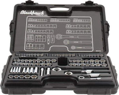 Blackhawk by Proto - 82 Piece 1/4" & 3/8" Drive Deep Well Socket Set - 6, 12 Points, 5/32" to 13/16" (4mm to 19mm) Range, Inch/Metric Measurement Standard - USA Tool & Supply