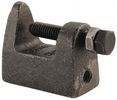 Cooper B-Line - 1-1/4" Max Flange Thickness, 3/8" Rod Wide Jaw Top Beam Clamp - 500 Lb Capacity, Malleable Iron - USA Tool & Supply