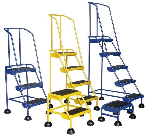 Vestil - 76" 5 Step Ladder - 300 Lb Capacity, 48" Platform Height, 22" Base Width x 40" Base Depth, Rubber Matted - USA Tool & Supply