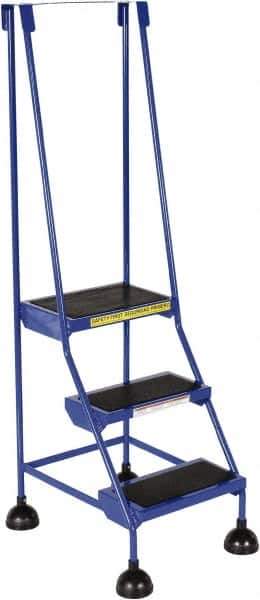 Vestil - 56" 3 Step Ladder - 300 Lb Capacity, 28-3/4" Platform Height, 19-1/4" Base Width x 30" Base Depth, Rubber Matted - USA Tool & Supply