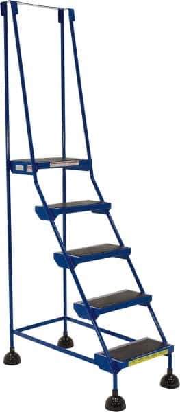 Vestil - 76" 5 Step Ladder - 300 Lb Capacity, 48" Platform Height, 22" Base Width x 40" Base Depth, Rubber Matted - USA Tool & Supply