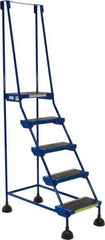 Vestil - 76" 5 Step Ladder - 300 Lb Capacity, 48" Platform Height, 22" Base Width x 40" Base Depth, Rubber Matted - USA Tool & Supply