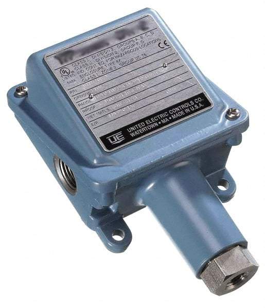 United Electric Controls - 10 to 250 psi Adjustable Range, 50 Max psi, General Purpose Diaphragm - 1/2 NPTF - USA Tool & Supply