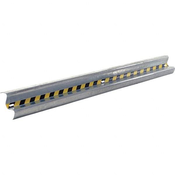 Vestil - 10' Long x 12" High, Gray with Black & Yellow Caution Tape Steel Straight Heavy Duty Guard Rail - 3 Rails Accommodated, 3-1/4" Deep, 76 Lb - USA Tool & Supply
