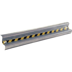 Vestil - 6' Long x 12" High, Gray with Black & Yellow Caution Tape Steel Straight Standard Guard Rail - 2 Rails Accommodated, 3-1/4" Deep, 47 Lb - USA Tool & Supply