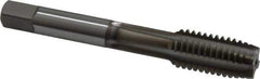 OSG - 1/2-13 UNC 3B 4 Flute Nitride Finish Vanadium High Speed Steel Straight Flute Machine Tap - Plug, Right Hand Thread, 3-3/8" OAL, 1-21/32" Thread Length, H3 Limit, Oversize - USA Tool & Supply