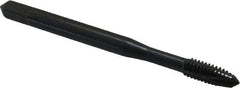 OSG - #8-32 UNC, 3 Flute, Oxide Finish, Vanadium High Speed Steel Spiral Point Tap - Plug Chamfer, Right Hand Thread, 2-1/8" OAL, 3/4" Thread Length, 0.168" Shank Diam, 2B Class of Fit, Series 280 - Exact Industrial Supply