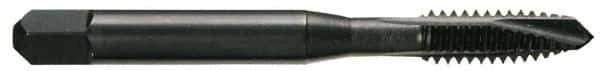 OSG - 5/16-24 UNF, 3 Flute, Oxide Finish, Vanadium High Speed Steel Spiral Point Tap - Plug Chamfer, Right Hand Thread, 2-23/32" OAL, 1-1/8" Thread Length, 0.318" Shank Diam, Series 280 - Exact Industrial Supply