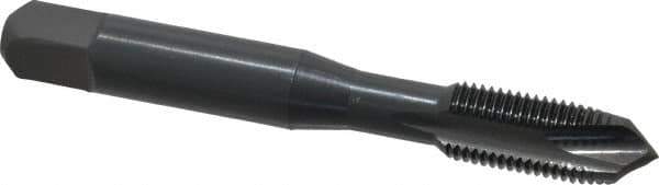 OSG - 3/8-24 UNF, 3 Flute, Oxide Finish, Vanadium High Speed Steel Spiral Point Tap - Plug Chamfer, Right Hand Thread, 2-15/16" OAL, 1-1/4" Thread Length, 0.381" Shank Diam, Series 280 - Exact Industrial Supply