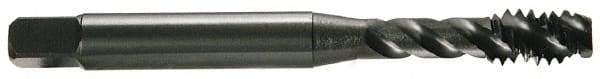 OSG - 1/2-20 UNF 3 Flute Modified Bottoming Spiral Flute Tap - Vanadium High Speed Steel, TiCN Finish, 3-3/8" OAL, Right Hand Flute, Right Hand Thread, Oversize, H11, Series 290 - USA Tool & Supply