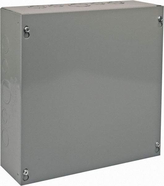 Cooper B-Line - Steel Junction Box Enclosure Screw Flat Cover - NEMA 1, 12" Wide x 12" High x 4" Deep - USA Tool & Supply