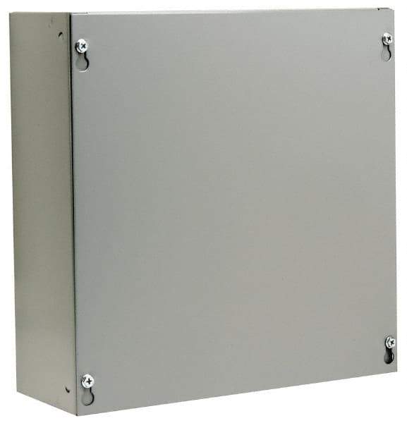 Cooper B-Line - Steel Junction Box Enclosure Screw Flat Cover - NEMA 1, 12" Wide x 12" High x 4" Deep - USA Tool & Supply