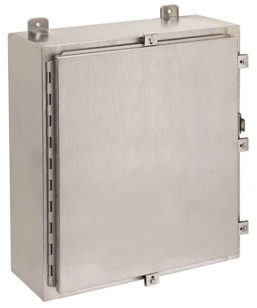 Cooper B-Line - Stainless Steel Standard Enclosure Hinge Flat Cover - NEMA 4, 12, 13, 4X, 24" Wide x 36" High x 8" Deep, Corrosion Resistant, Rainproof & Watertight - USA Tool & Supply