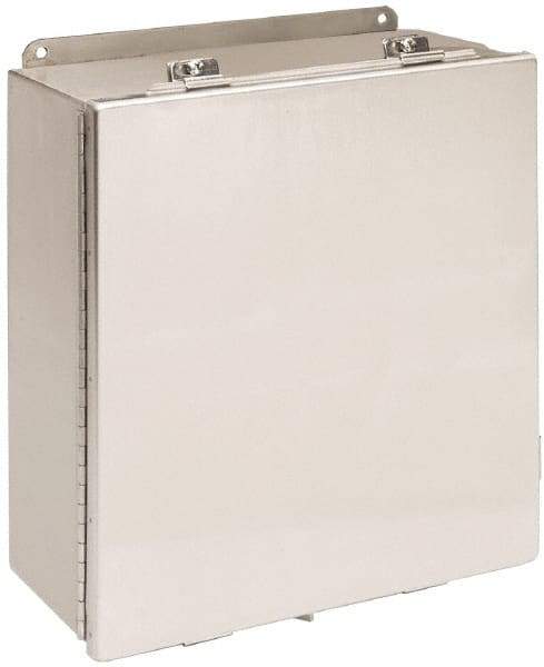 Cooper B-Line - Stainless Steel Standard Enclosure Hinge Flat Cover - NEMA 4, 12, 13, 3RX, 4X, 14" Wide x 16" High x 6" Deep, Corrosion Resistant, Dust-tight, Rainproof & Watertight - USA Tool & Supply