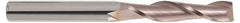 SGS - 3/16", 1-1/8" LOC, 3/16" Shank Diam, 3" OAL, 2 Flute, Solid Carbide Square End Mill - Single End, TiCN Finish, Spiral Flute, 30° Helix, Centercutting, Right Hand Cut, Right Hand Flute, Series 3EL - USA Tool & Supply