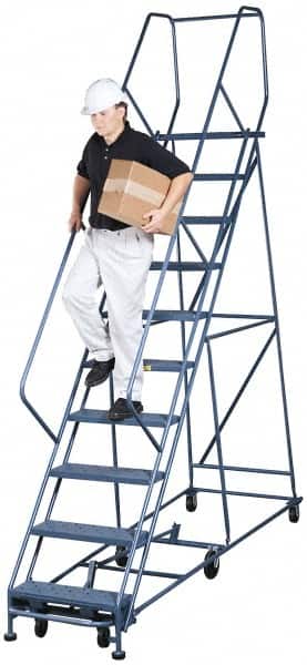 Gillis - 10.83' High 300 Lb Capacity 10 Step Rolling Ladder - USA Tool & Supply