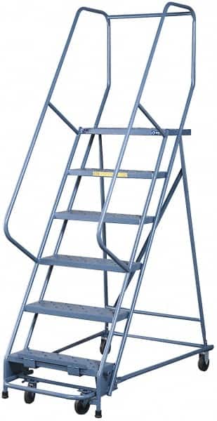Gillis - 15.16' High 300 Lb Capacity 14 Step Rolling Ladder - USA Tool & Supply