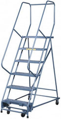 Gillis - 15.16' High 300 Lb Capacity 14 Step Rolling Ladder - USA Tool & Supply