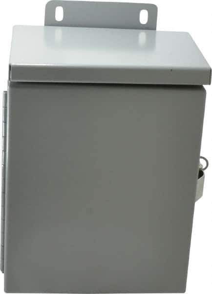 Cooper B-Line - Steel Junction Box Enclosure Hinge Flat Cover - NEMA 3R, 6" Wide x 8" High x 4" Deep, Rainproof - USA Tool & Supply