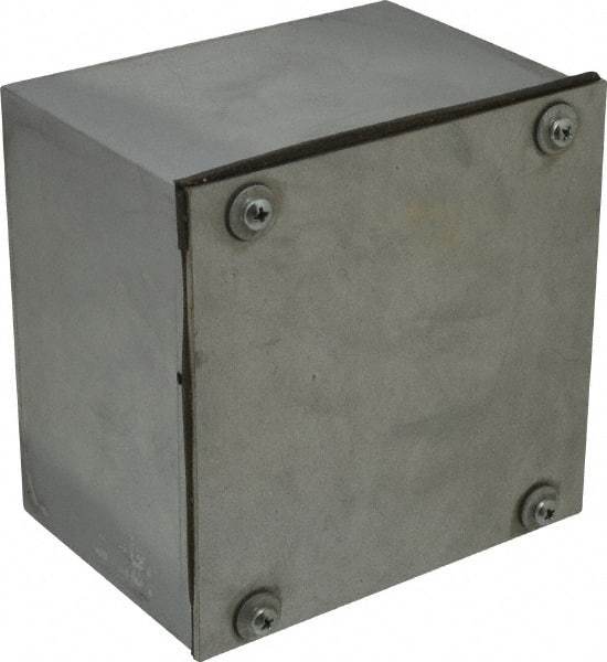 Cooper B-Line - Steel Junction Box Enclosure Screw Flat Cover - NEMA 3, 12, 6" Wide x 6" High x 4" Deep, Dust-tight & Rainproof - USA Tool & Supply