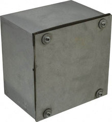 Cooper B-Line - Steel Junction Box Enclosure Screw Flat Cover - NEMA 3, 12, 6" Wide x 6" High x 4" Deep, Dust-tight & Rainproof - USA Tool & Supply