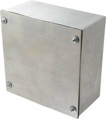 Cooper B-Line - Steel Junction Box Enclosure Screw Flat Cover - NEMA 3, 12, 8" Wide x 8" High x 4" Deep, Dust-tight & Rainproof - USA Tool & Supply