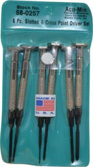Moody Tools - 6 Piece JIS, Phillips & Slotted Screwdriver Set - Bit Sizes: Philips JIS: #00, Phillips: #0, #1, Slotted - USA Tool & Supply