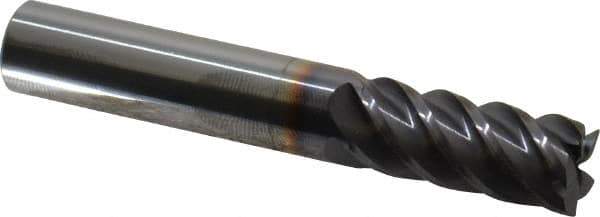 Niagara Cutter - 7/16", 1" LOC, 7/16" Shank Diam, 2-3/4" OAL, 5 Flute, Solid Carbide Square End Mill - Single End, TiAlN Finish, Spiral Flute, 45° Helix, Centercutting, Right Hand Cut, Right Hand Flute, Series S545 - USA Tool & Supply