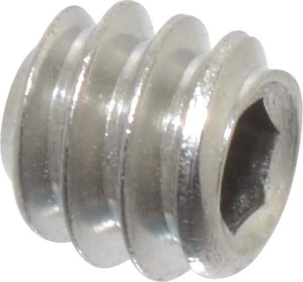 Value Collection - #6-32 UNC, 1/8" OAL, Flat Point Set Screw - Grade Austenitic A2 Stainless Steel, 1/16" Key - USA Tool & Supply