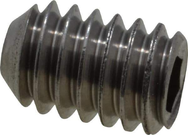 Value Collection - #8-32 UNC, 1/4" OAL, Flat Point Set Screw - Grade Austenitic A2 Stainless Steel, 5/64" Key - USA Tool & Supply