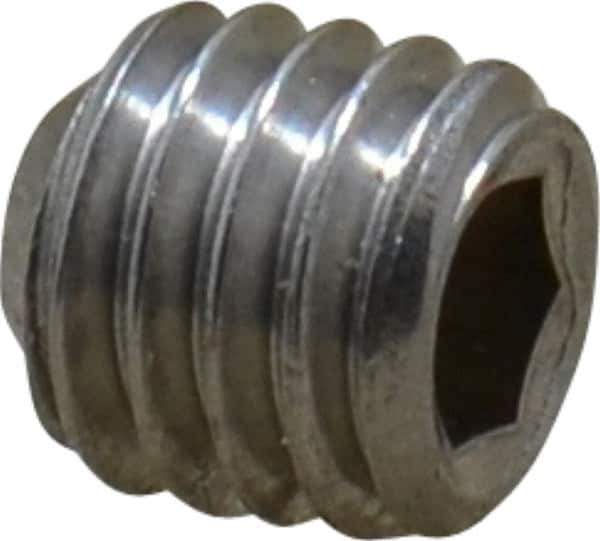 Value Collection - #10-32 UNF, 3/16" OAL, Flat Point Set Screw - Grade Austenitic A2 Stainless Steel, 3/32" Key - USA Tool & Supply