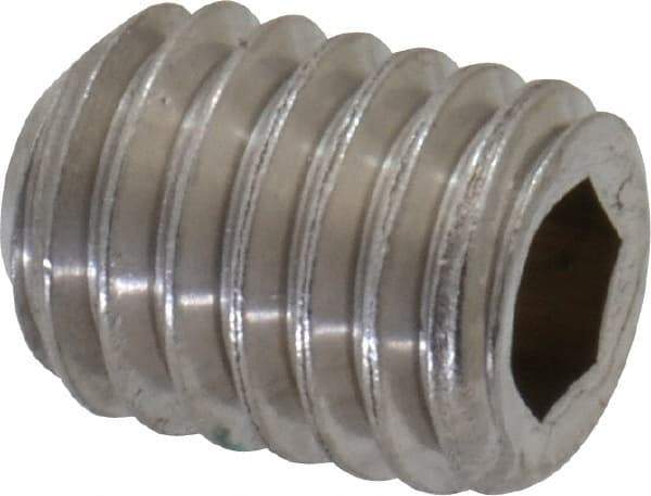 Value Collection - #10-32 UNF, 1/4" OAL, Flat Point Set Screw - Grade Austenitic A2 Stainless Steel, 3/32" Key - USA Tool & Supply