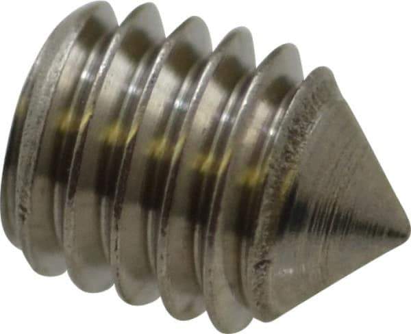Value Collection - #10-32 UNF, 1/4" OAL, Cone Point Set Screw - Grade Austenitic A2 Stainless Steel, 3/32" Key - USA Tool & Supply