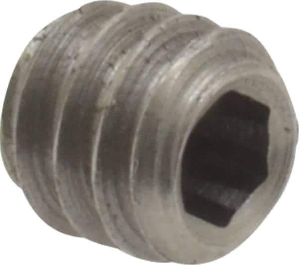 Value Collection - 1/4-20 UNC, 1/4" OAL, Oval Point Set Screw - Grade Austenitic A2 Stainless Steel, 1/8" Key - USA Tool & Supply