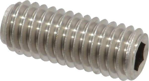 Value Collection - 3/8-16 UNC, 1" OAL, Oval Point Set Screw - Grade Austenitic A2 Stainless Steel, 3/16" Key - USA Tool & Supply