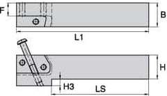 Kennametal - KGMS, Left Hand, Indexable Grooving Tool Holder - 25.4mm Shank Height, 25.4mm Shank Width, 139.9mm OAL - USA Tool & Supply