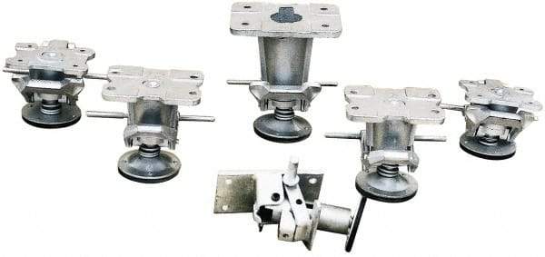 Vestil - 5-13/32" Mounting Height, Floor Lock for 4" Diam Caster Wheels - 1" Retracted Clearance, 3-11/16" x 4-7/8" Top Plate Size, 2-5/8" x 3-5/8" Bolt Hole Spacing - USA Tool & Supply