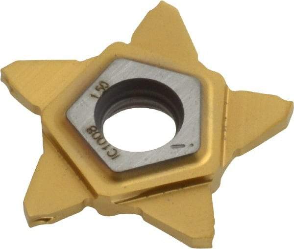 Iscar - 24N150J010PENTA J Grade IC1008, 1.5mm Cutting Width Carbide Grooving Insert - 5mm Max Depth of Cut, Neutral, 0.1mm Corner Radius, TiAlN/TiN Finish - USA Tool & Supply