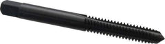 OSG - 1/4-20 UNC 2B 4 Flute Nitride/Oxide Finish High Speed Steel Straight Flute Standard Hand Tap - Plug, Right Hand Thread, 2-1/2" OAL, 1" Thread Length, H5 Limit, Oversize - Exact Industrial Supply
