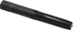 OSG - 3/8-16 UNC 2B 4 Flute Nitride/Oxide Finish High Speed Steel Straight Flute Standard Hand Tap - Plug, Right Hand Thread, 2-15/16" OAL, 1-1/4" Thread Length, H5 Limit, Oversize - Exact Industrial Supply